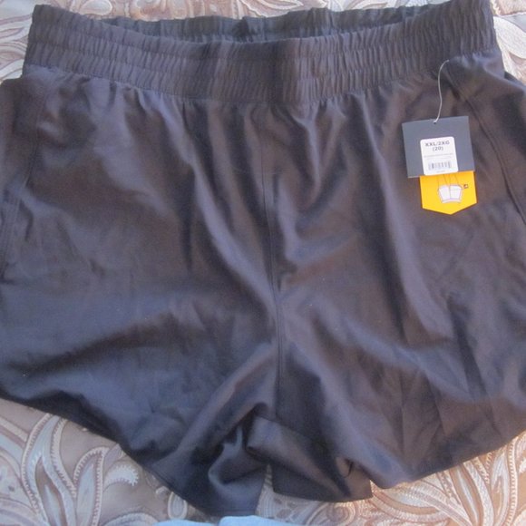 NWT XXL (20)  Women's Active Running Shorts w/liner BLACK - Picture 2 of 6